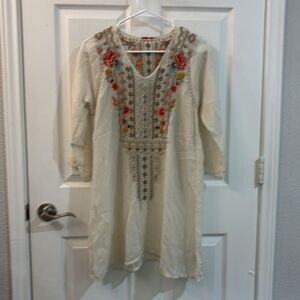 Johnny was Embroidered Cream top Dress